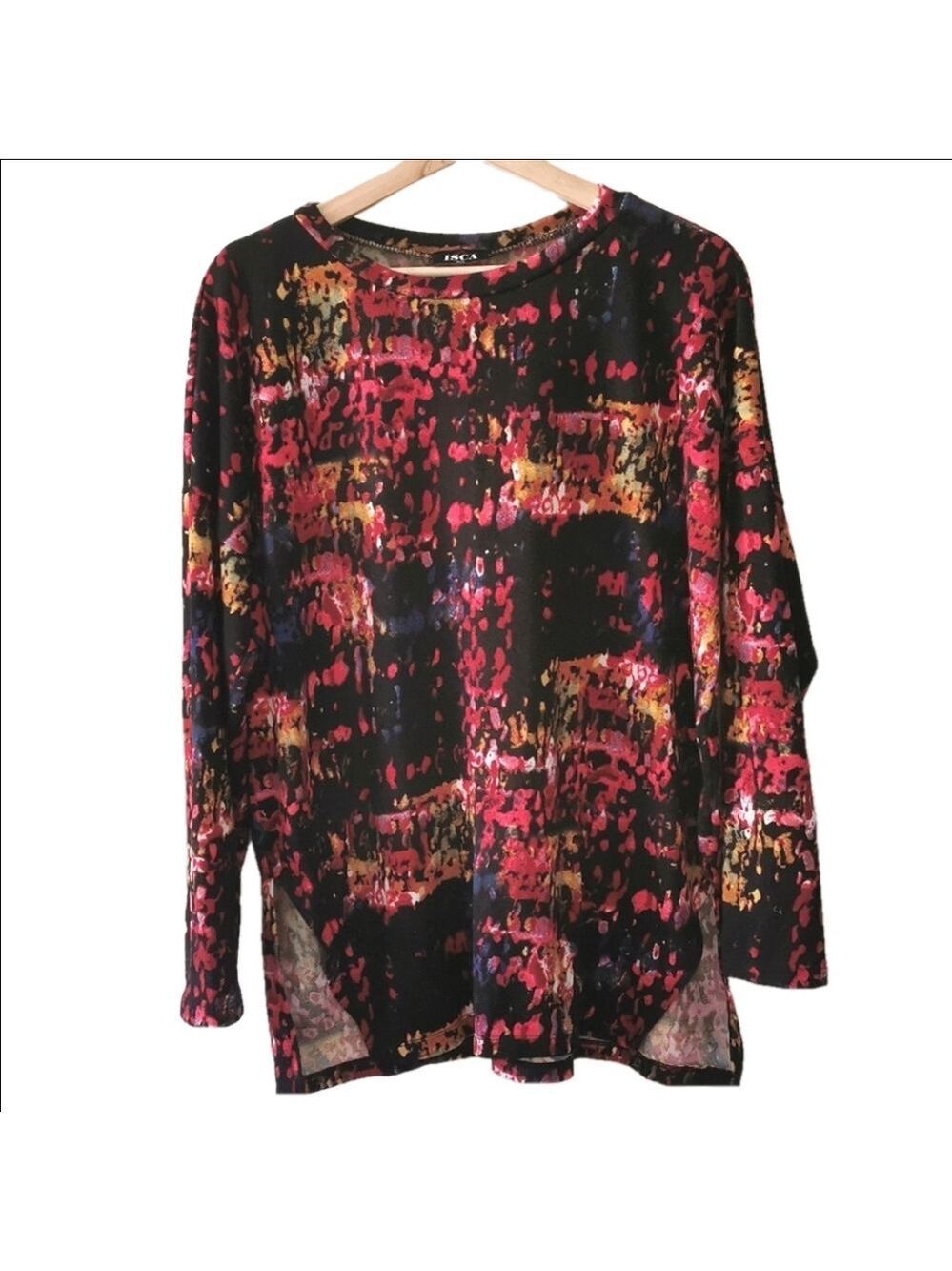 Vibrant arty ISCA long sleeve top. Size large. EUC